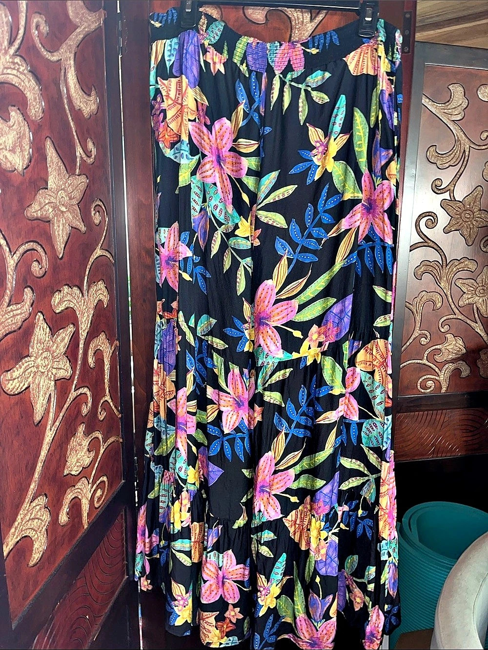 Johnny Was Floral wide leg  Black Multicolor Size Large pants